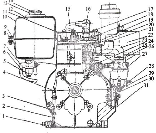 Рис. 5. Двигатель ДМ-1Д (поперечный разрез)