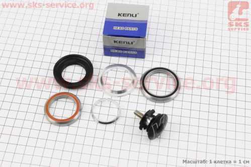 Рулевые чашки 1-1/8"х1-1/4" (41,8/28,6x47/33) безрезьбовой вилки, интегрированные, пром-подшипники, чёрные KL-B560