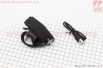 Фонарь передний 1 диод 250 lumen, Li-ion 3.7V 1200mAh зарядка от USB, с сенсорной кнопкой управления, влагозащитный, чёрный MX-026