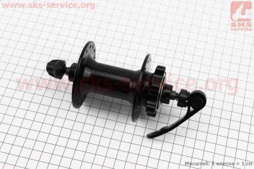 Втулка передняя MTB алюминиевая 14Gx32H, Disk-brake, 2 пром-подшипники 6200 2RS, крепл. эксцентрик, чёрная FB-A291В