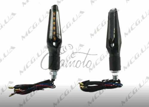 Поворот светодиодный, LONG (6 super LED, черный, белое стекло) JS