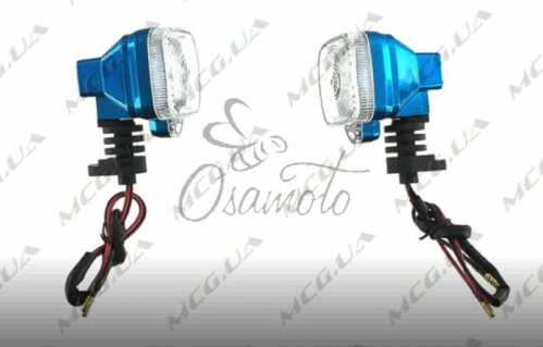 Поворот светодиодный, квадрат (9 LED, синий, Г-обгазный, белое стекло) JS