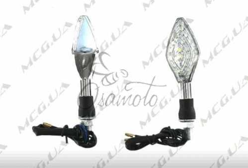 Поворот светодиодный, лодочка (15 LED, хром, белое стекло) JS