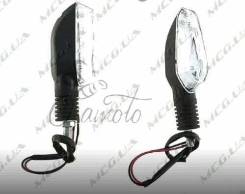 Поворот светодиодный, лодочка (3 LED, черный, белое стекло) JS