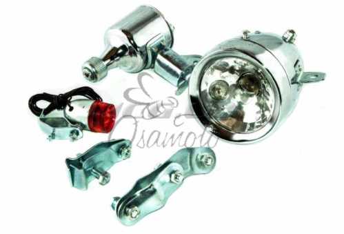 Оптика велосипедная (фара передняя, стоп задний, динамка 12V6W) YKX (mod.A)