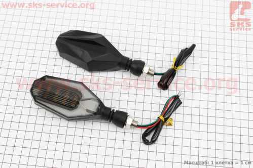 Поворот диодный на гибкой ножке + стоп сигнал/габарит LED РОМБ, 2шт