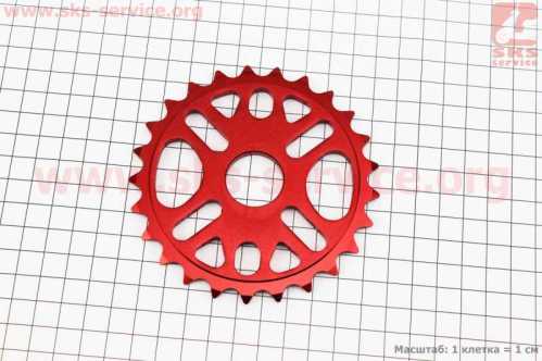Звезда передняя BMX 25Т 1/2"x1/8", алюминиевая, красная KL-C206