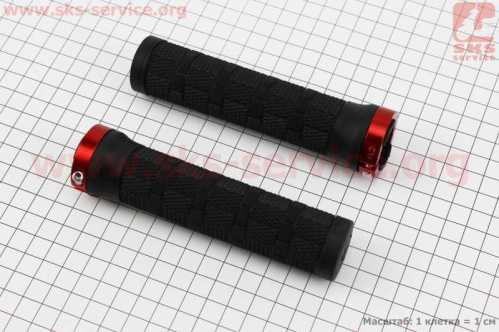Ручки руля 130мм с зажимом Lock-On, чёрно-красные