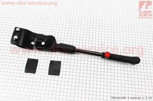 Подножка боковая задняя телескопическая для 24"- 26", крепление за перо рамы, чёрная HS-006B