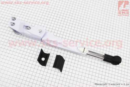 Подножка боковая задняя телескопическая для 24"- 29", крепление за перо рамы, алюминиевая, белая