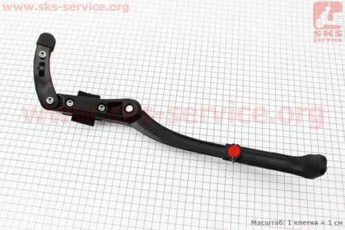 Подножка боковая задняя телескопическая для 24"- 29", с изменяемым углом крепления, алюминиевая, чёрная HS-020A