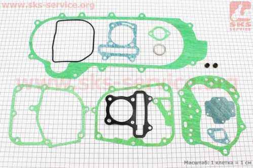 Прокладки двигателя 100cc-50мм, к-кт 13 деталей, длинный вариатор (метал)
