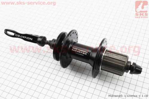 Втулка задняя MTB алюминиевая 14Gx36H под кассету 8-10зв, Disk-brake, 2 пром-подшипники 6000 2RS, крепл. эксцентрик, чёрная D762TSBT