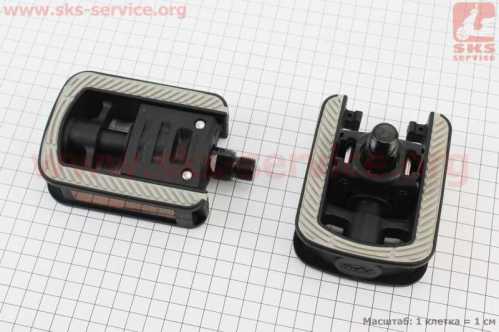 Педали FOLDING складные 9/16" (109x76x35mm) пластиковые, чёрно-серые NW-319