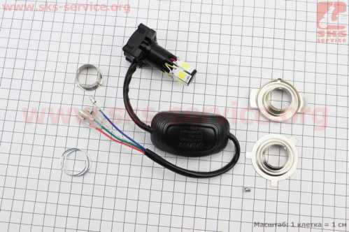 Лампа фары диодная LED-6 SUPER универсальная (к-кт разных креплений), с стабилизатором + стробоскоп