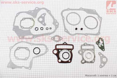 Прокладки двигателя JH-125cc-54мм, к-кт 22 деталей, тип 1