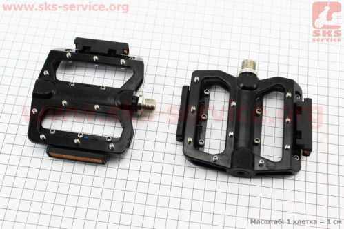 Педали MTB широкие 9/16" (103x107x24mm) со съёмными шипами, пром-подшипник (6*13*5), алюминиевые, NWL-393B-RP