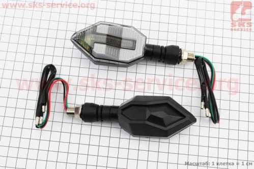 Поворот диодный на гибкой ножке + стоп сигнал/габарит LED СТРЕЛА тип 3"секвентальный", 2шт