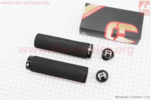 Ручки руля 130мм с зажимом Lock-On, неопреновые, чёрные AG-114