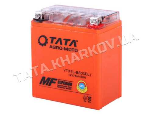 Аккумулятор гелевый, 7АH МОТО UTX7L-BS, оранж., 113*70*132 мм - OUTDO