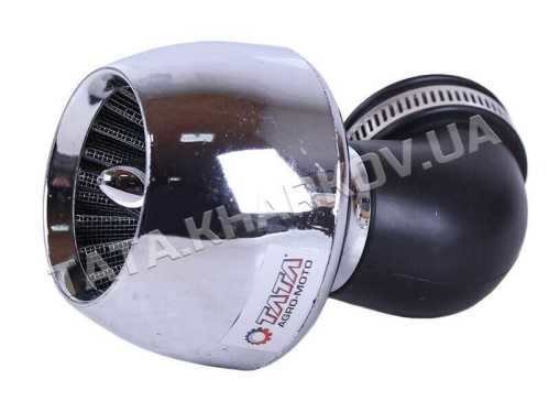 Фильтр нулевой "Turbo" чёрный хром d42 мм 90° (125-150сс) - АМ