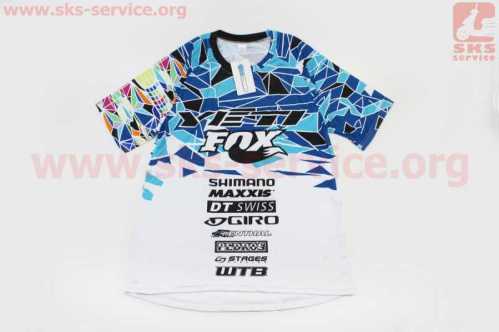 Футболка (Джерси) мужская M-(Polyester 80% / Spandex 20%), короткие рукава, свободный крой, бело-сине-чёрная, НЕ оригинал
