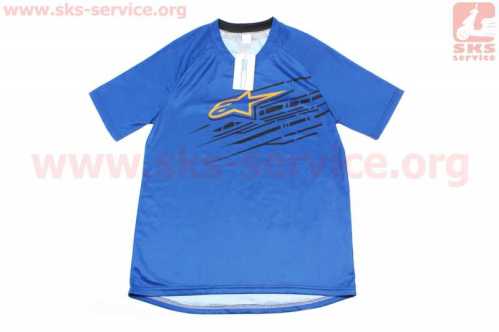 Футболка (Джерси) мужская M-(Polyester 100%), короткие рукава, свободный крой, сине-чёрная, НЕ оригинал