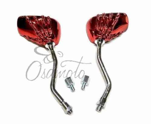 Зеркала прямоугольные HAND (пластик, ножка алюминий, + переходник 8mm/10mm) (красные) DVK