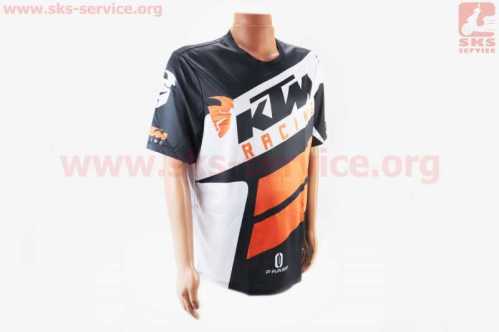 Футболка (Джерси) мужская M-(Polyester 100%), короткие рукава, свободный крой, чёрно-бело-оранжевая, НЕ оригинал