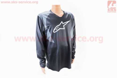 Футболка (Джерси) мужская XL-(Polyester 100%), длинные рукава, свободный крой, чёрно-серая, НЕ оригинал