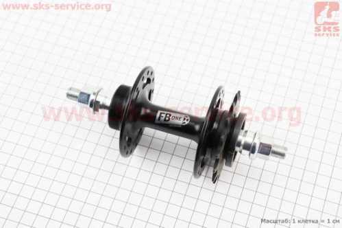Втулка задняя FIX алюминиевая 14Gx32H с фиксированной передачей 16Т, резьба Flip-Flop, 2 пром-подшипники 6000 2RS, крепл. гайка, чёрная FB-A266В