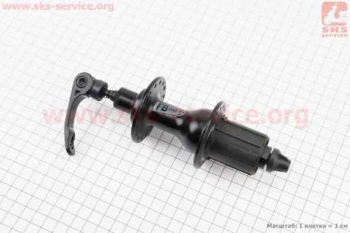 Втулка задняя ROAD алюминиевая 14Gx32H под кассету 8-11зв, V-brake, 2 пром-подшипники 6200 2RS, крепл. эксцентрик, чёрная FB-A285В