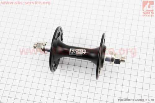 Втулка передняя FIX алюминиевая 14Gx36H, 2 пром-подшипники 6000 2RS, крепл. гайка, чёрная FB-A266В