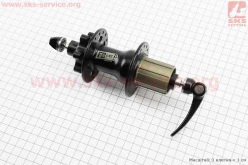 Втулка задняя MTB алюминиевая 14Gx32H под кассету 8-11зв, Disk-brake, 4 пром-подшипники 6001 2RS, крепл. эксцентрик, чёрная FB-A292В