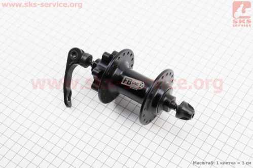 Втулка передняя MTB алюминиевая 14Gx36H, Disk-brake, 2 пром-подшипники 6200 2RS, крепл. эксцентрик, чёрная FB-A291В