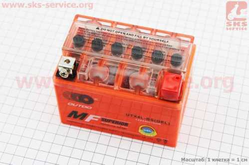 Аккумулятор 12V4Ah UTX4L-BS GEL (L113*W70*H85mm), от 10шт -3%