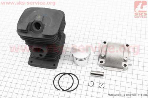Циліндр к-кт (цпг) MS-180 38mm (палець 10mm) "чорний"+піддон