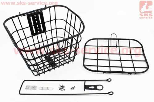 Корзина багажная передняя 28" с крышкой, чёрная YZ-061 (возможны царапины, сколы, дефекты покраски)
