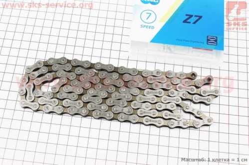 Цепь приводная 1/2х3/32х116L 7 скоростей, серо-коричневая Z7 (пин соединительный)