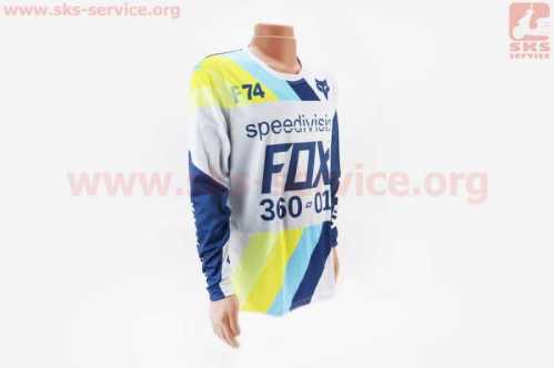 Футболка (Джерси) мужская M-(Polyester 100%), длинные рукава, свободный крой, бело-синяя, НЕ оригинал, тип 2