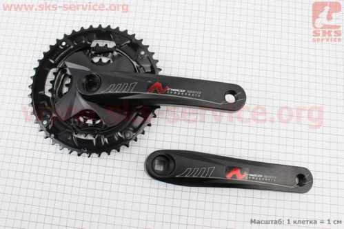 Шатуны "квадрат" 170мм, 44.32.22T MTB, алюминиевые, чёрные NSA-3007