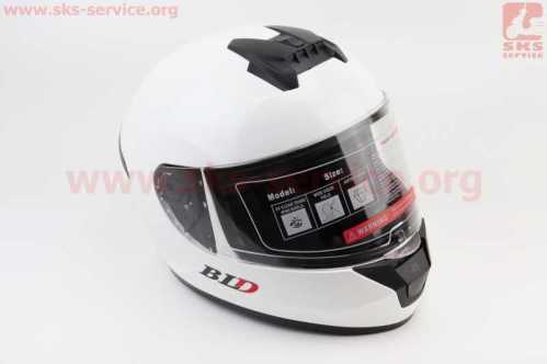 Шлем интеграл, закрытый BLD-M63 М (57-58см), БЕЛЫЙ глянец