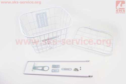 Корзина багажная передняя 26" с крышкой, белая YZ-061 (возможны царапины, сколы, дефекты покраски)