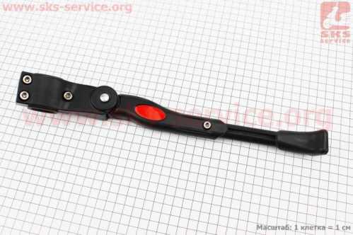 Подножка боковая задняя телескопическая для 24"- 26", крепление за перо рамы, алюминиевая, чёрная HS-001