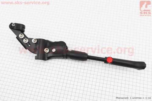 Подножка боковая задняя телескопическая для 24"- 29", с изменяемым углом крепления, алюминиевая, чёрная HS-002В
