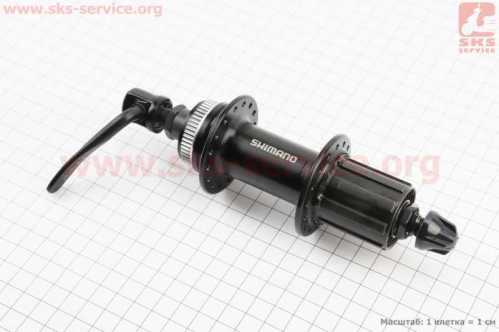 Втулка задняя MTB алюминиевая 14Gx32H под кассету 8-9-10зв, Disk-brake Center Lock, крепл. эксцентрик, черная FH-TX505