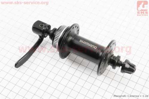 Втулка передняя MTB алюминиевая 14Gx32H, Disk-brake Center Lock, крепл. эксцентрик, черная HB-TX505