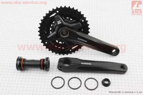 Шатуны "Hollowtech II" 170мм, 40.30.22T MTB+каретка BB-MT500, интегрированная ось 24мм, алюминиевые, чёрные ACERA FC-MT210