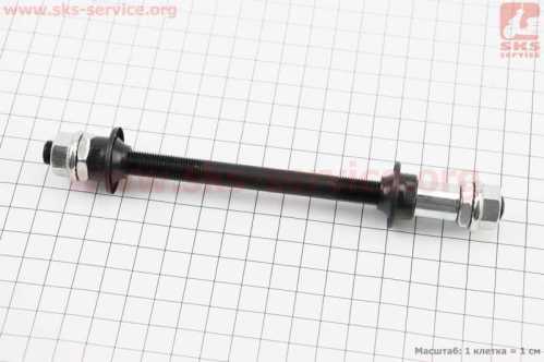 Ось задняя MTB M10х170мм в сборе, под гайку, чёрная