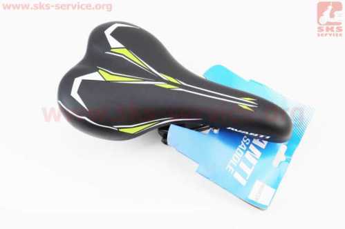 Сиденье MTB 265x155мм, чёрно-зелёное AVY-6632